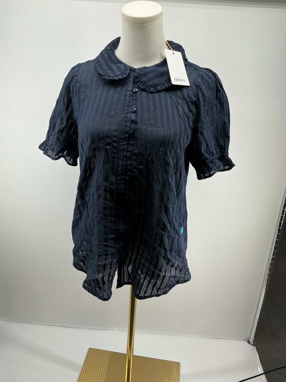 Embroidered Cotton Ruffle Collar Short Sleeve Blouse